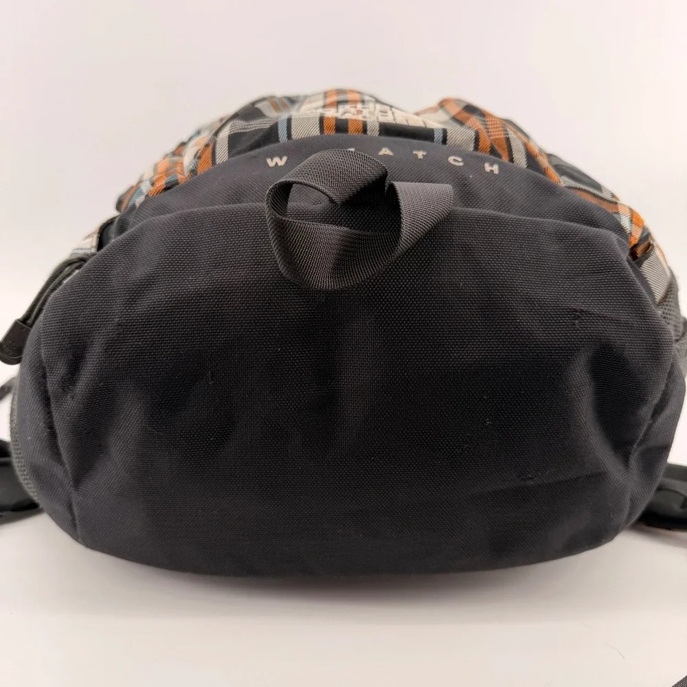 The North Face Backpack Unisex OS Orange Plaid Wasatch Daypack Hiking Bag hole
